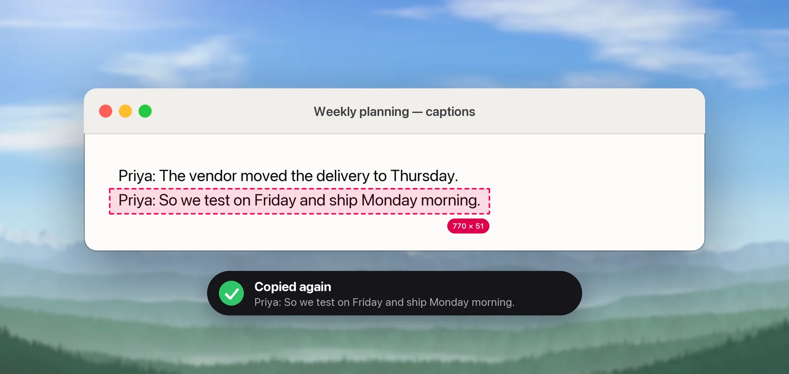 A live caption line copied again