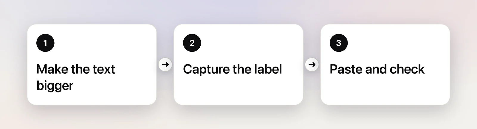 Make the text bigger, capture, check