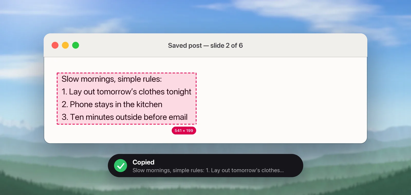 A carousel slide captured as text