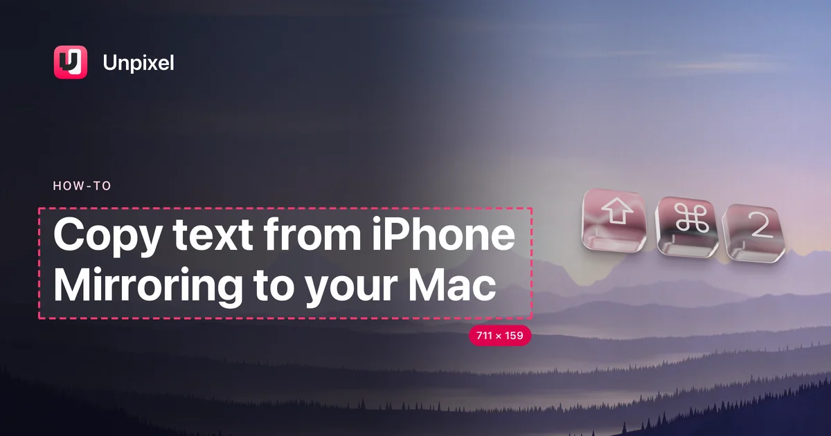 Title card: Copy text from iPhone Mirroring to your Mac