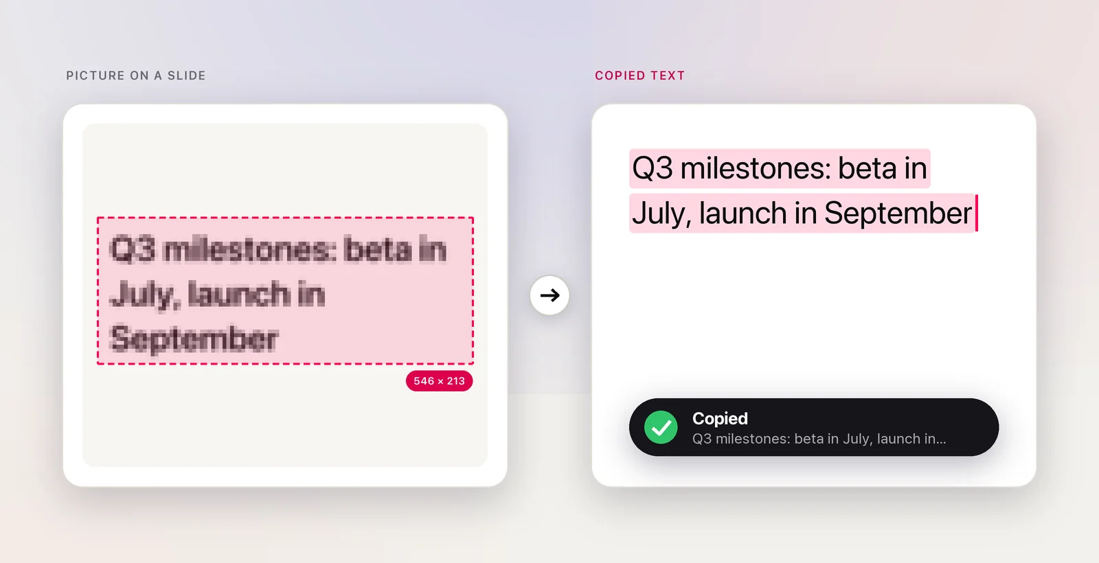 Picture of text versus copied text