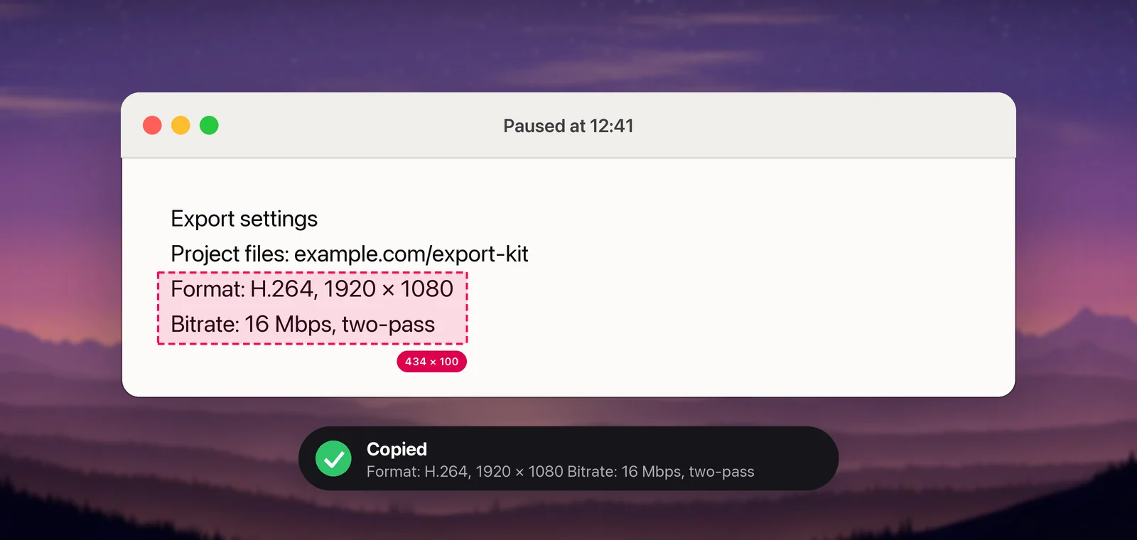 Two lines of a paused tutorial slide being captured
