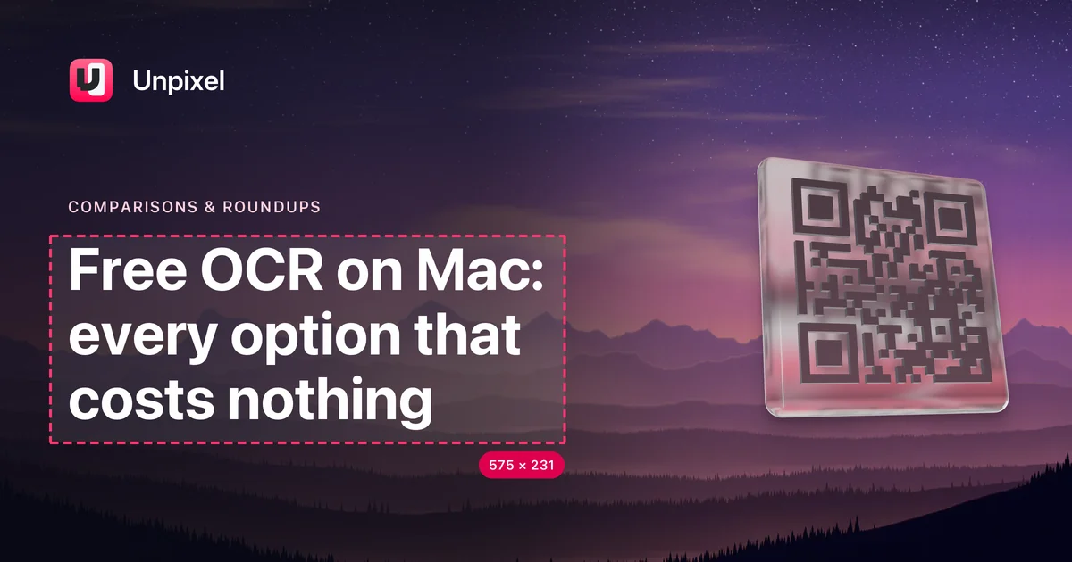 Title card: Free OCR on Mac: every option that costs nothing