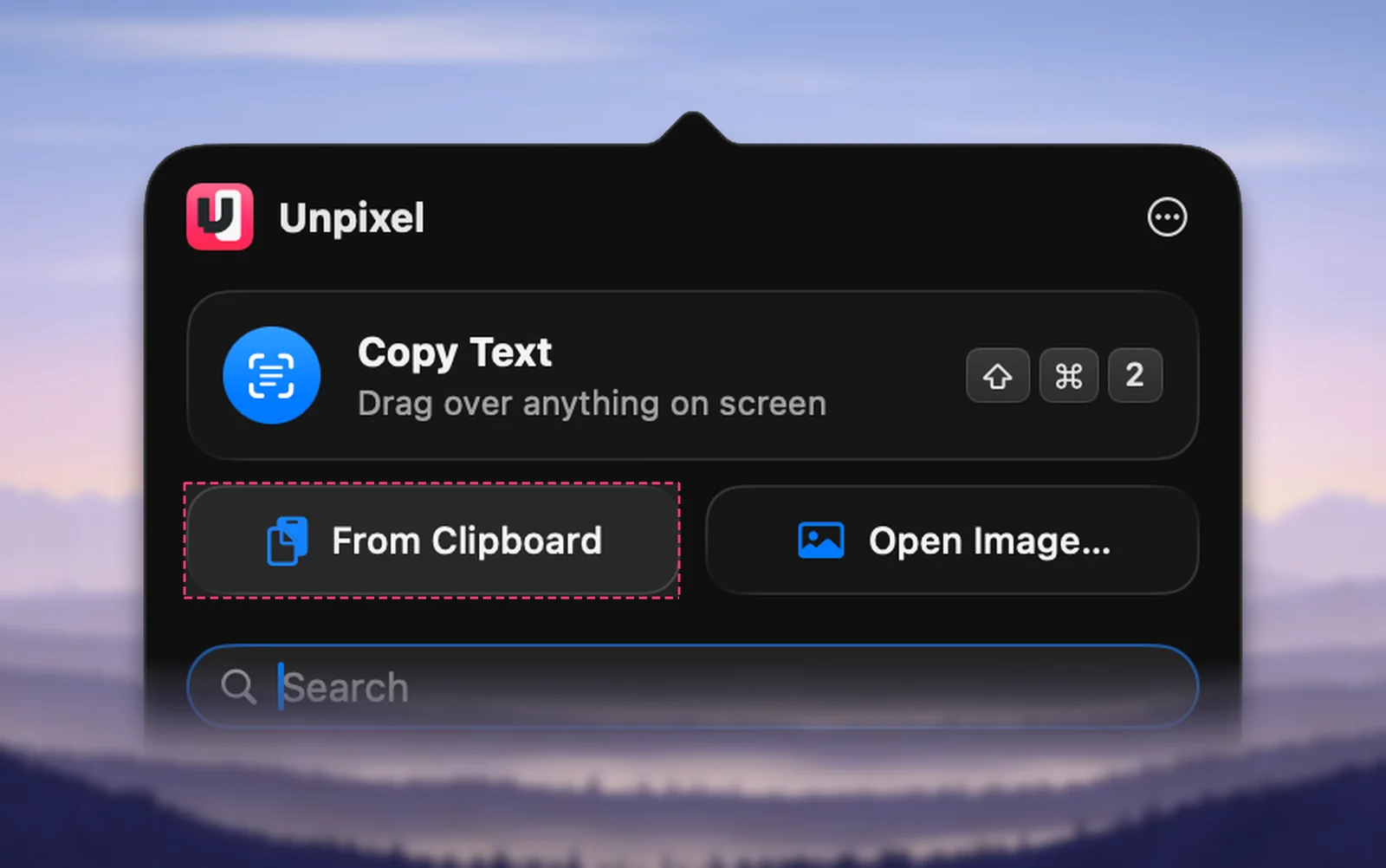 From Clipboard in Unpixel’s menu bar panel