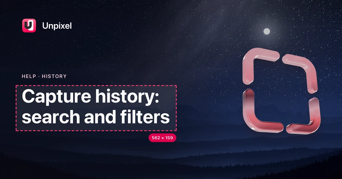 Title card: Capture history: search and filters