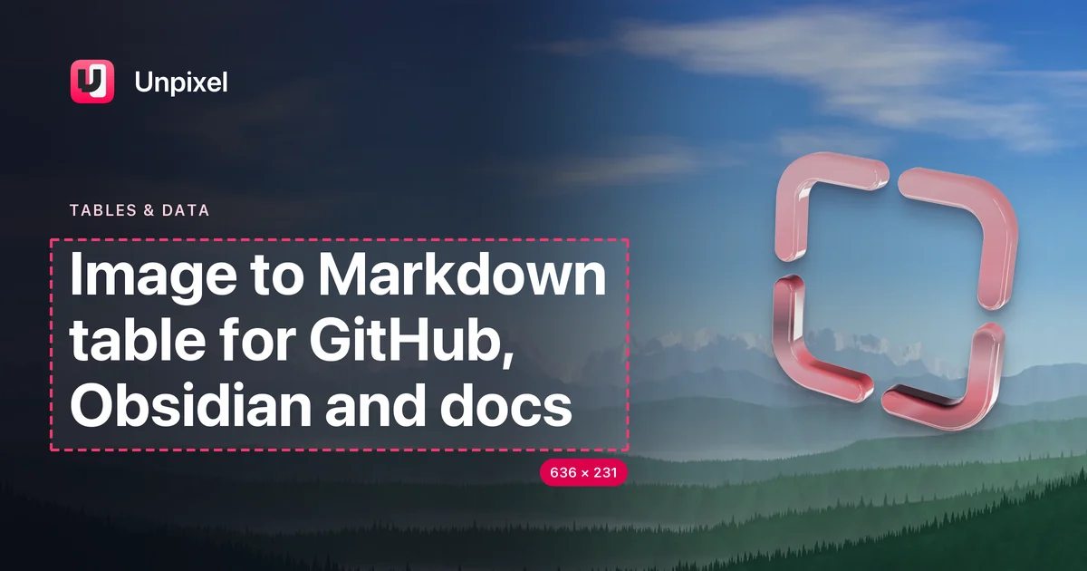 Title card: Image to Markdown table for GitHub, Obsidian and docs