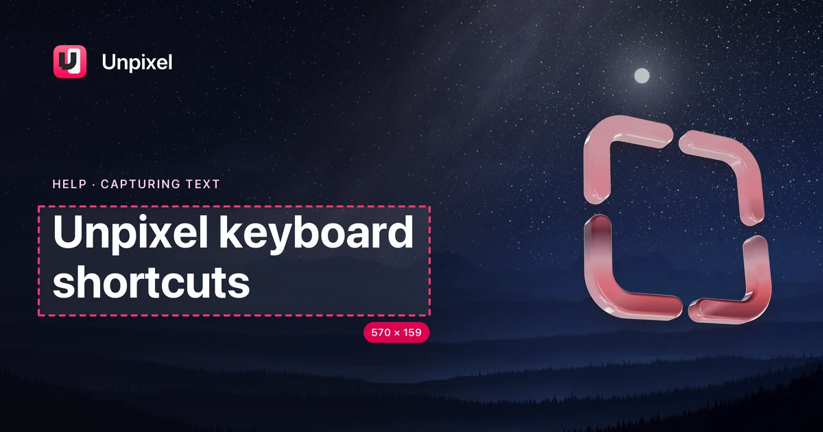 Title card: Unpixel keyboard shortcuts