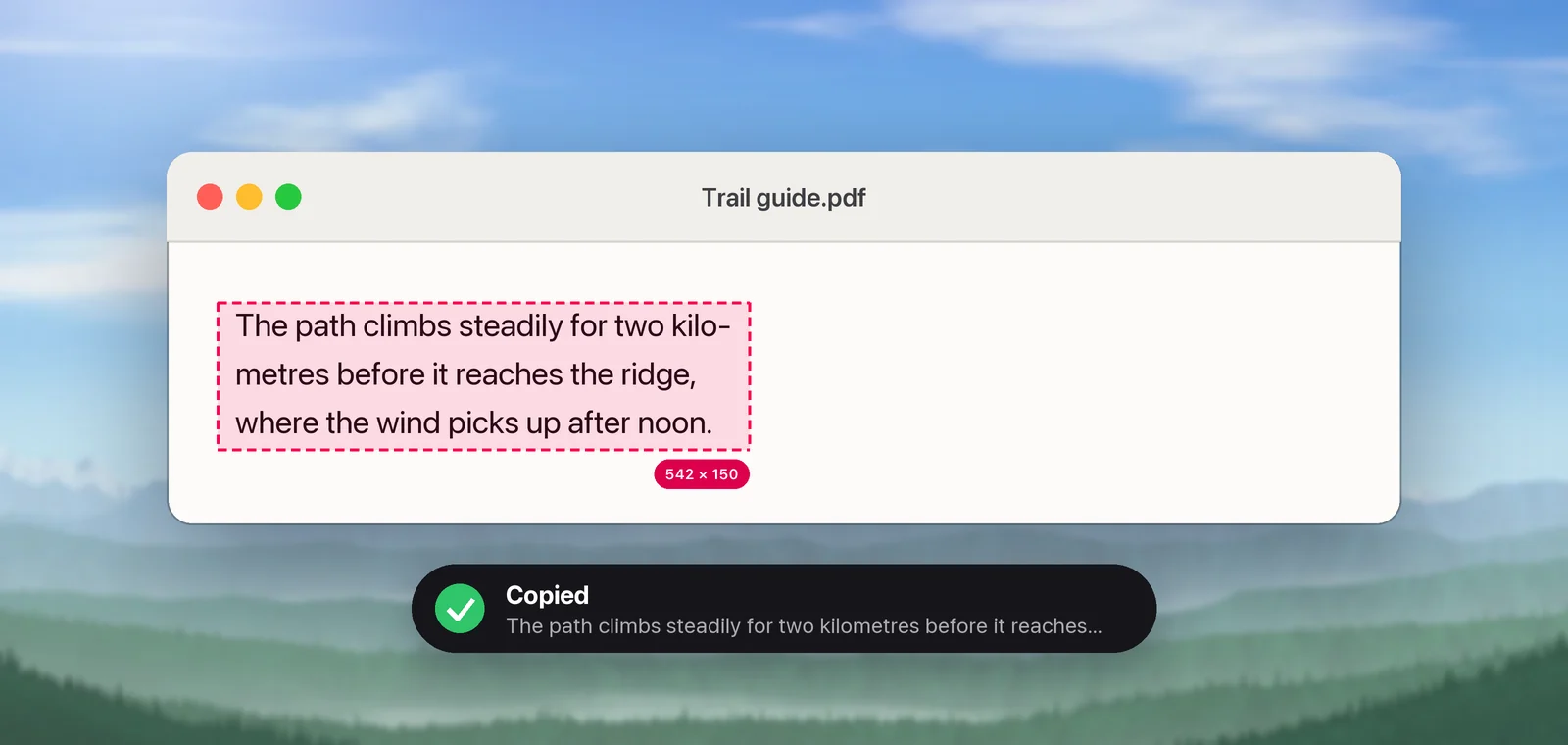 A hyphenated paragraph joined on copy