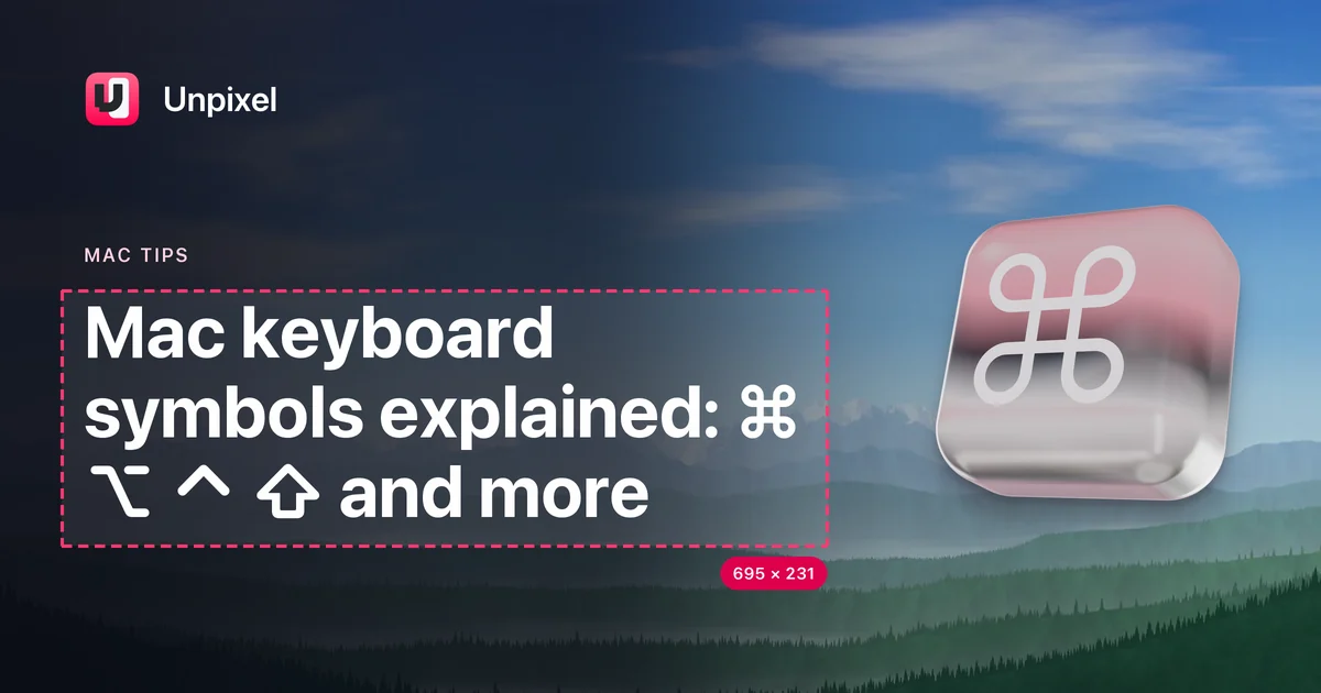 Title card: Mac keyboard symbols explained: ⌘ ⌥ ⌃ ⇧ and more