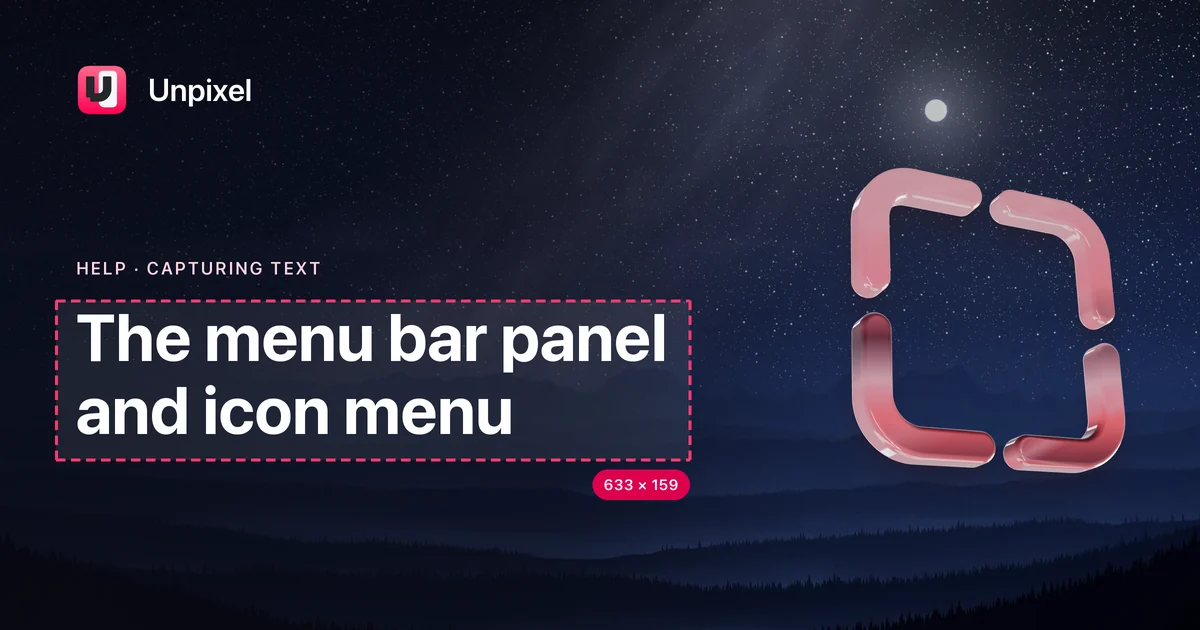 Title card: The menu bar panel and icon menu
