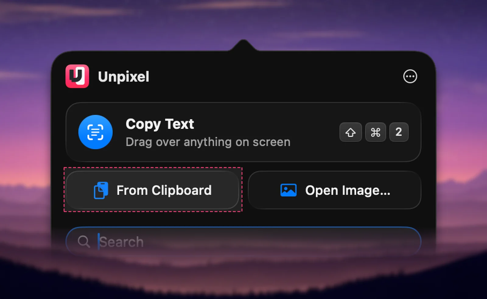 Unpixel’s From Clipboard button