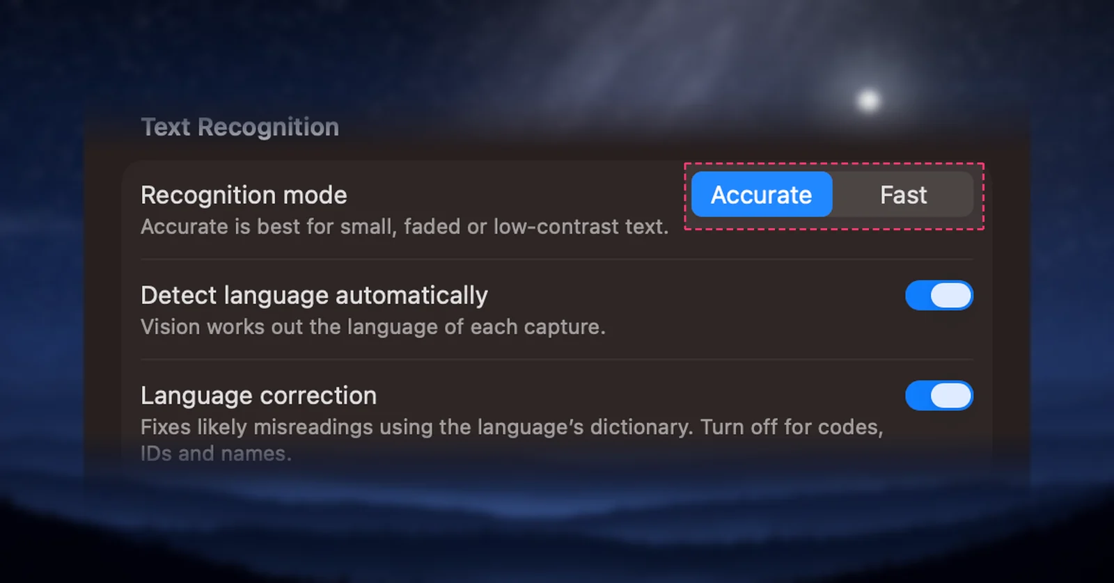 The Accurate and Fast switch in Unpixel’s settings