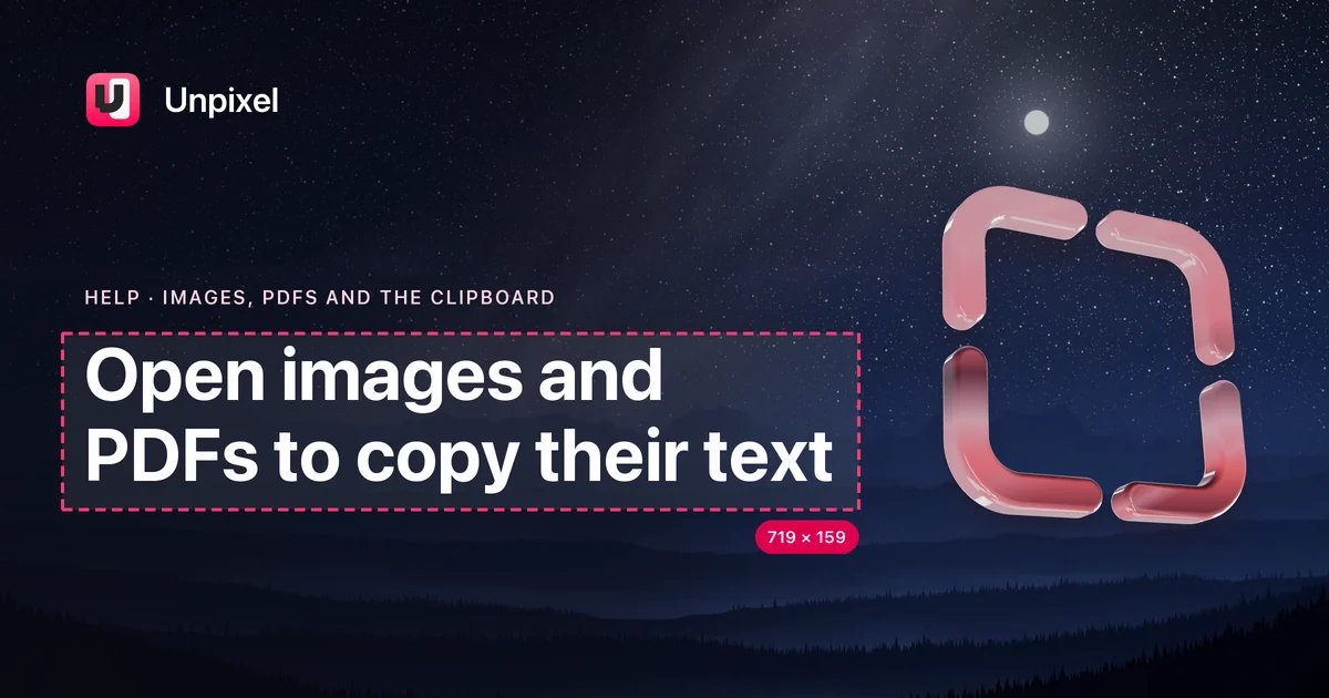 Title card: Open images and PDFs to copy their text