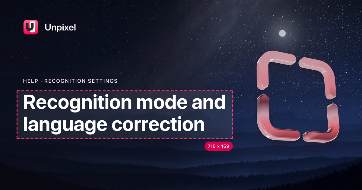 Title card: Recognition mode and language correction