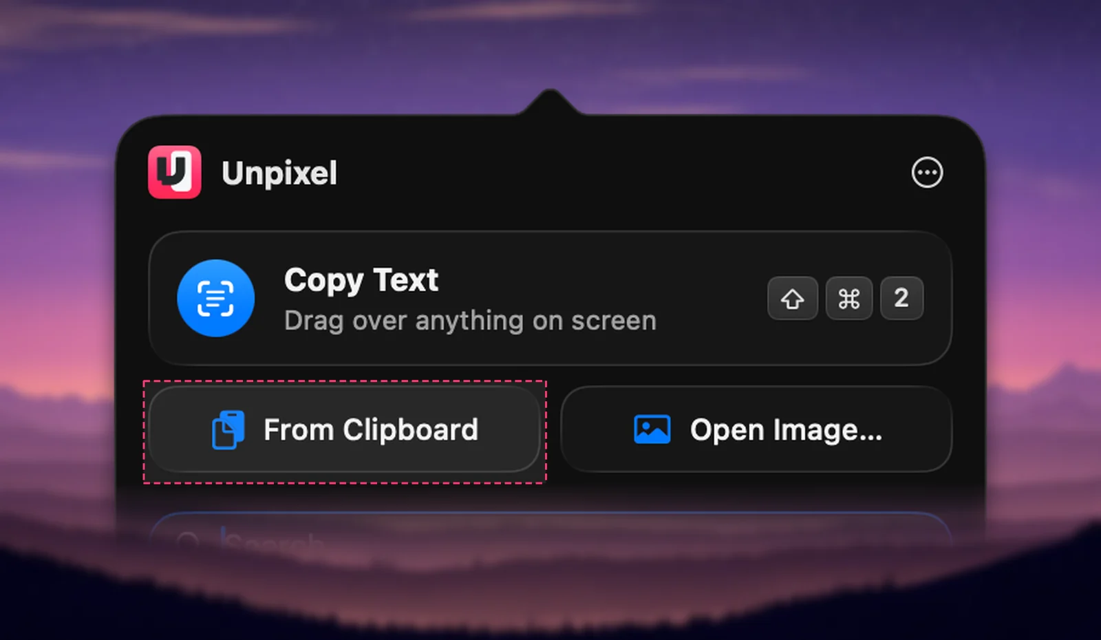 Unpixel’s From Clipboard button