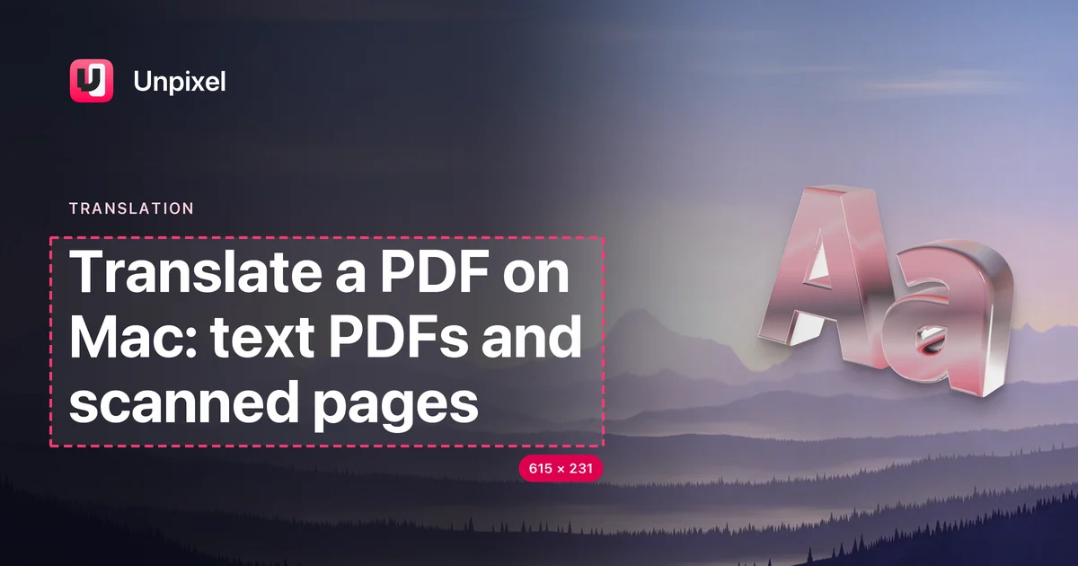 Title card: Translate a PDF on Mac: text PDFs and scanned pages