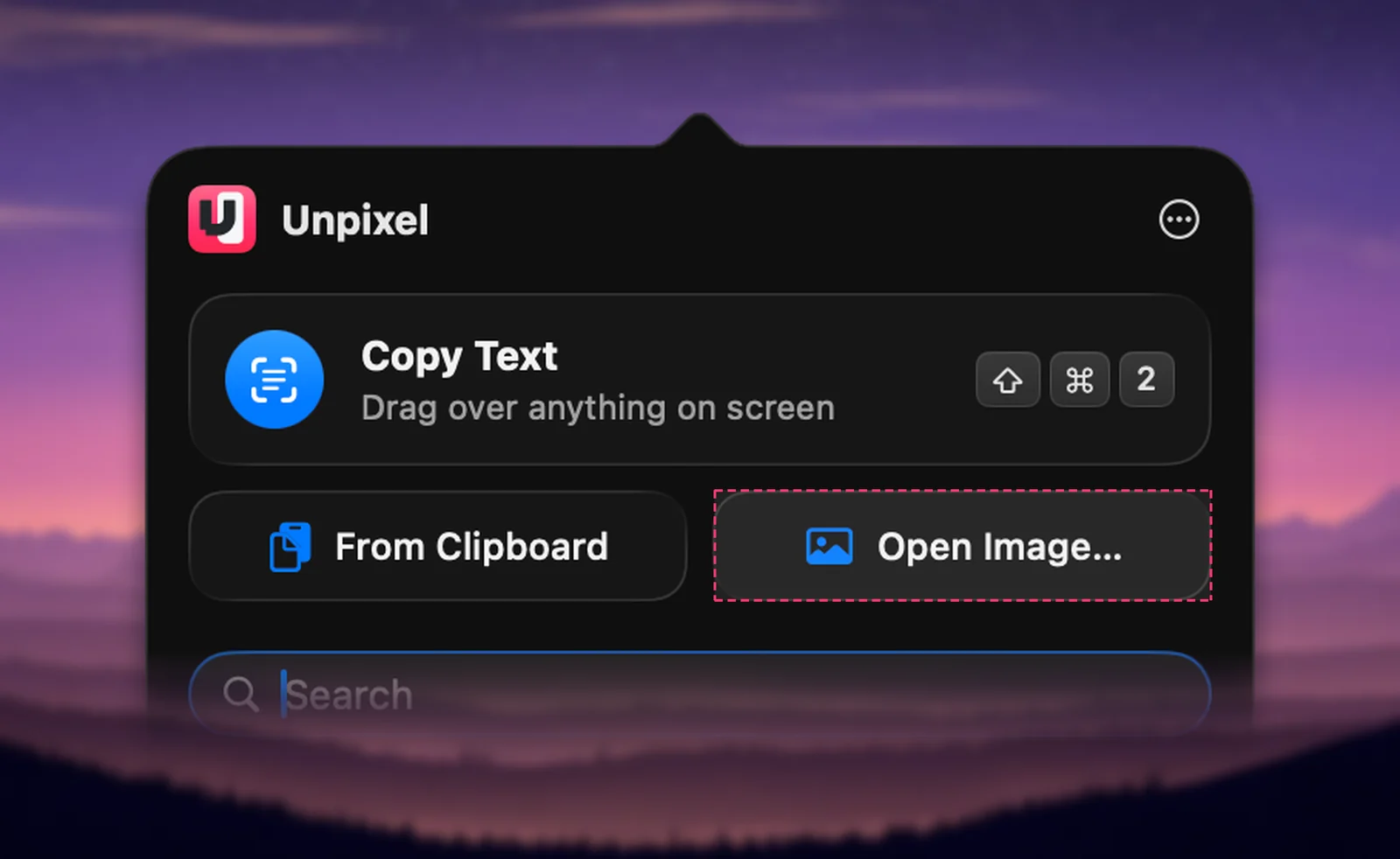 Unpixel’s Open Image button