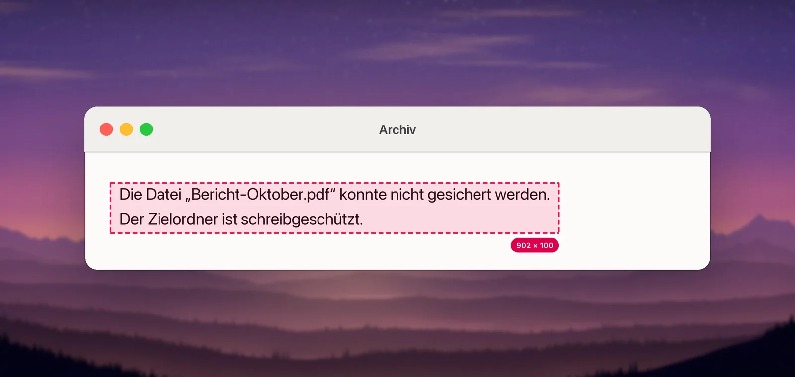 A German dialog that can’t be selected