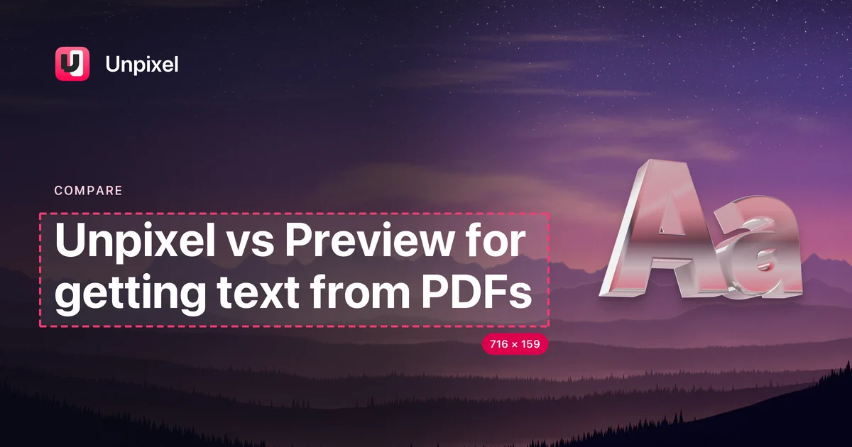 Title card: Unpixel vs Preview for getting text from PDFs