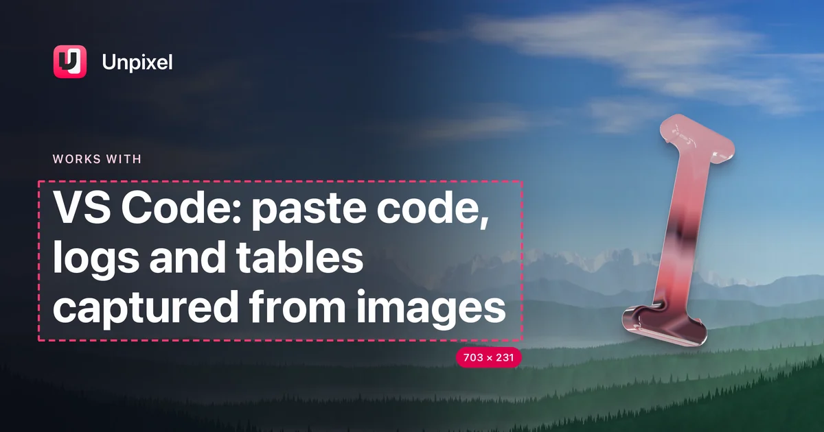 Title card: VS Code: paste code, logs and tables captured from images